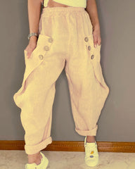 Solid Mid Rise Vintage Harem Pants