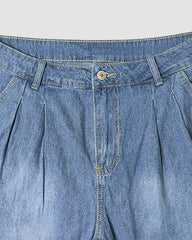 High Waisted Wide Leg Denim Pants Loose Fit Floor-Length Jeans