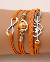 Vintage Cupid's Arrow Heart Pearl Multicolor Leather Strap Bracelet