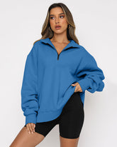 Oversized Half Zip Pullover Long Sleeve Sweatshirt