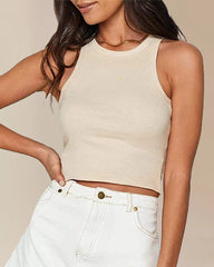 Round Neck Basic Racerback Ribbed Tank Top