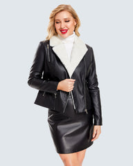 Plus Size Winter Coat Lapel Collar Long Padded Leather Vintage Thicken Coat