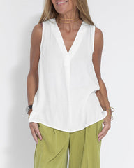 Women's Sleeveless V-Neck Chiffon Blouse Vest