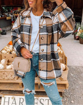 Flannel Shirt Long Sleeve Button Up Ladies Plaid Jackets