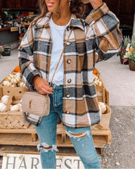 Flannel Shirt Long Sleeve Button Up Ladies Plaid Jackets