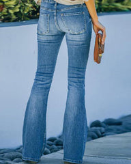 High-waist Jeans Stitching Buttons Micro-flared Pants