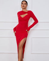 Sexy Hollow Slit Long Sleeve Dress