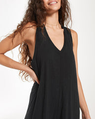 Sleeveless Crew Neck Spaghetti Strap Dress Bohemian Casual Loose Long Flowy Dress