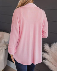 Striped Single-breasted Mid-length Corduroy Shirt Jacket