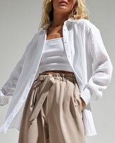 Solid Color Long Sleeve Cotton Crepe Shirt