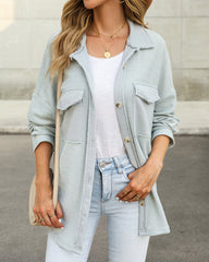 Solid Color Long Sleeve Jacket Casual Pocket Knitted Outerwears