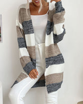 Striped Open-Front Longline Cardigan