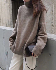 Turtleneck Cashmere Sweater Women Loose Pullover Lazy Wind Warm Knitted Pullover