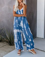Sleeveless Loose Jumpsuit Adjustable Strap One Piece Jumpsuit with Pockets