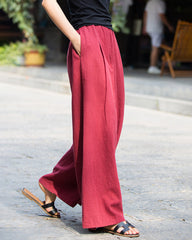 High Waist Casual Cotton Linen Wide Leg Jogging Harem Pants