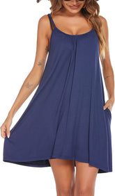 Spaghetti Strap Flowy Pleated Mini Dress - Zeagoo (Us Only)