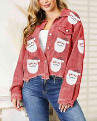 Christmas Santa Sequin Raw Hem Jacket