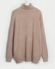 Women's Two Piece Sets Casual Loose Tracksuit Knitted Streetwear Turtleneck Long Sleeve Top Wide Leg Pants