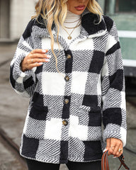 Lapel Long Sleeve Mid-length Plaid Single-breasted Double-sided Velvet Casual Jacket