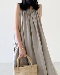 Ankle-length Sleeveless Tank Top Cotton Linen Dress
