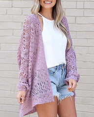 Long Sleeve Cutout Knit Cardigan