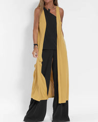 Elegant Solid Color Sleeveless Cardigan