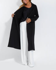 Black Stretch Knit Frock Cardigans Coat