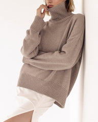 Turtleneck Loose Long Sleeve Knitted Pullover Sweater Tops