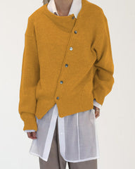 Irregular Button Casual Cardigan Loose Crew Neck Sweater Outerwear