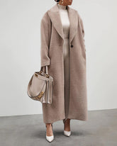 Turndown Collar Long Sleeve Plush Long Coat