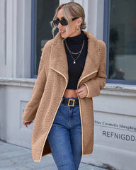 Lapel Irregular Mid -length Double -sided Plush Coat