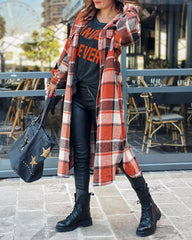 Flannel Wool Blend Plaid Lapel Button Down Shirt Long Sleeve Shacket Jacket with Pockets