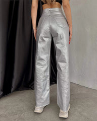 Retro Straight-leg Trousers Pants with Pockets