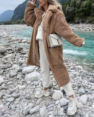 Irregular Single Breasted Lapels Womens Long Fur Coat