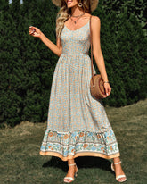 Summer Floral Printed Bohemian Sundress Sleeveless Spaghetti Strap Swing Dress