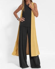 Elegant Solid Color Sleeveless Cardigan