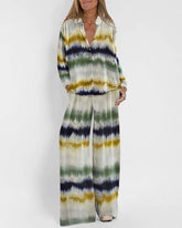 Two Pieces Sets Tie-dye Printed Shirt and Loose-fit Trousers Pants