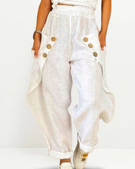 Solid Mid Rise Vintage Harem Pants