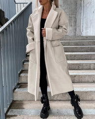 Women's Thick Windproof Belted Long Trench Coat Outerwear