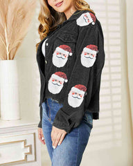 Christmas Santa Sequin Raw Hem Jacket