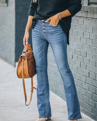 High-waist Elastic Slim Flared Jeans