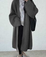 Plain Midi Open Front Cardigan Sweater