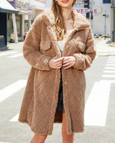 Plush Loose Single-breasted Rhombus Design Coat