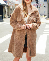 Plush Loose Single-breasted Rhombus Design Coat