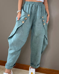 Solid Mid Rise Vintage Harem Pants