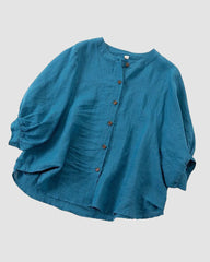 Lantern Sleeve Retro Loose Mid-sleeve Plus Size Shirt