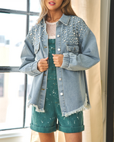 Street Ripped Denim Jacket Mid-length Distressed Jean Trucker Jackets with Pockets