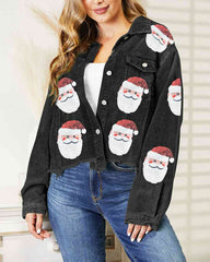 Christmas Santa Sequin Raw Hem Jacket