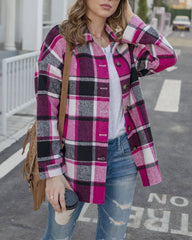 Flannel Shirt Long Sleeve Button Up Ladies Plaid Jackets