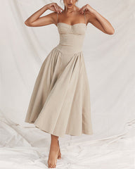 Spaghetti Strap A-line Midi Dress